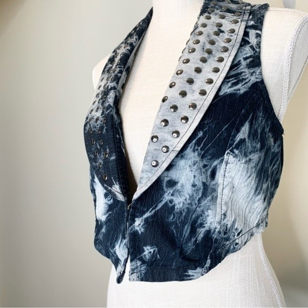 Lush Studded Tie Dye Festival Punk Boho Vest Medium - Picture 10 of 12